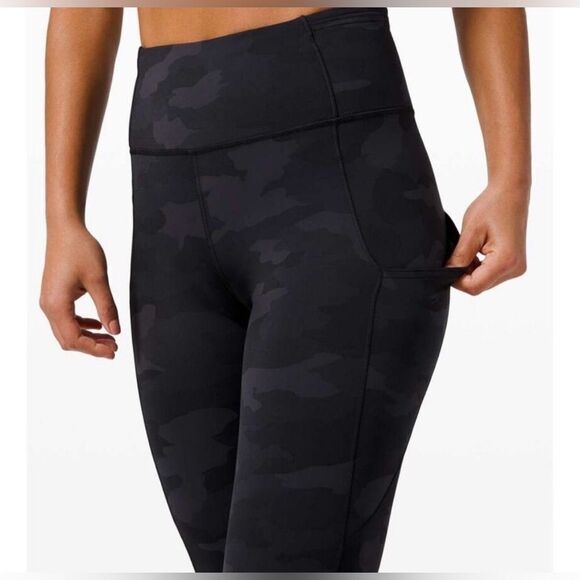 Lululemon Fast and Free Crop II 19" Nulux Incognito camo Multi Grey Size 4 - Picture 3 of 8